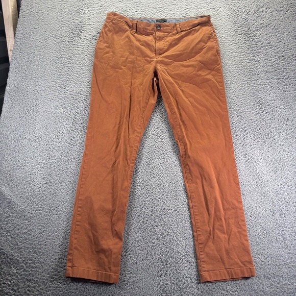 14th & Union Chino Pants Mens 36x32 Brown Cotton Spandex Stretch Slim Fit - Picture 1 of 10